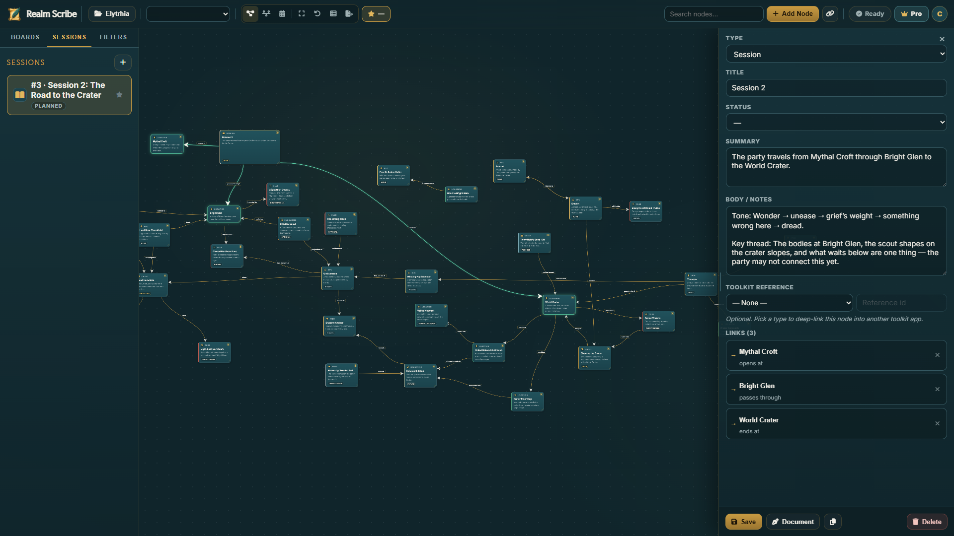 Realm Scribe campaign board